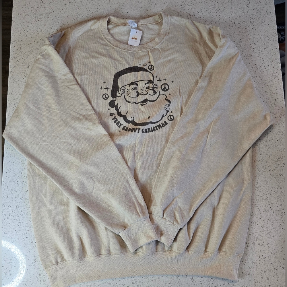 Beige Santa Graphic Sweatshirt